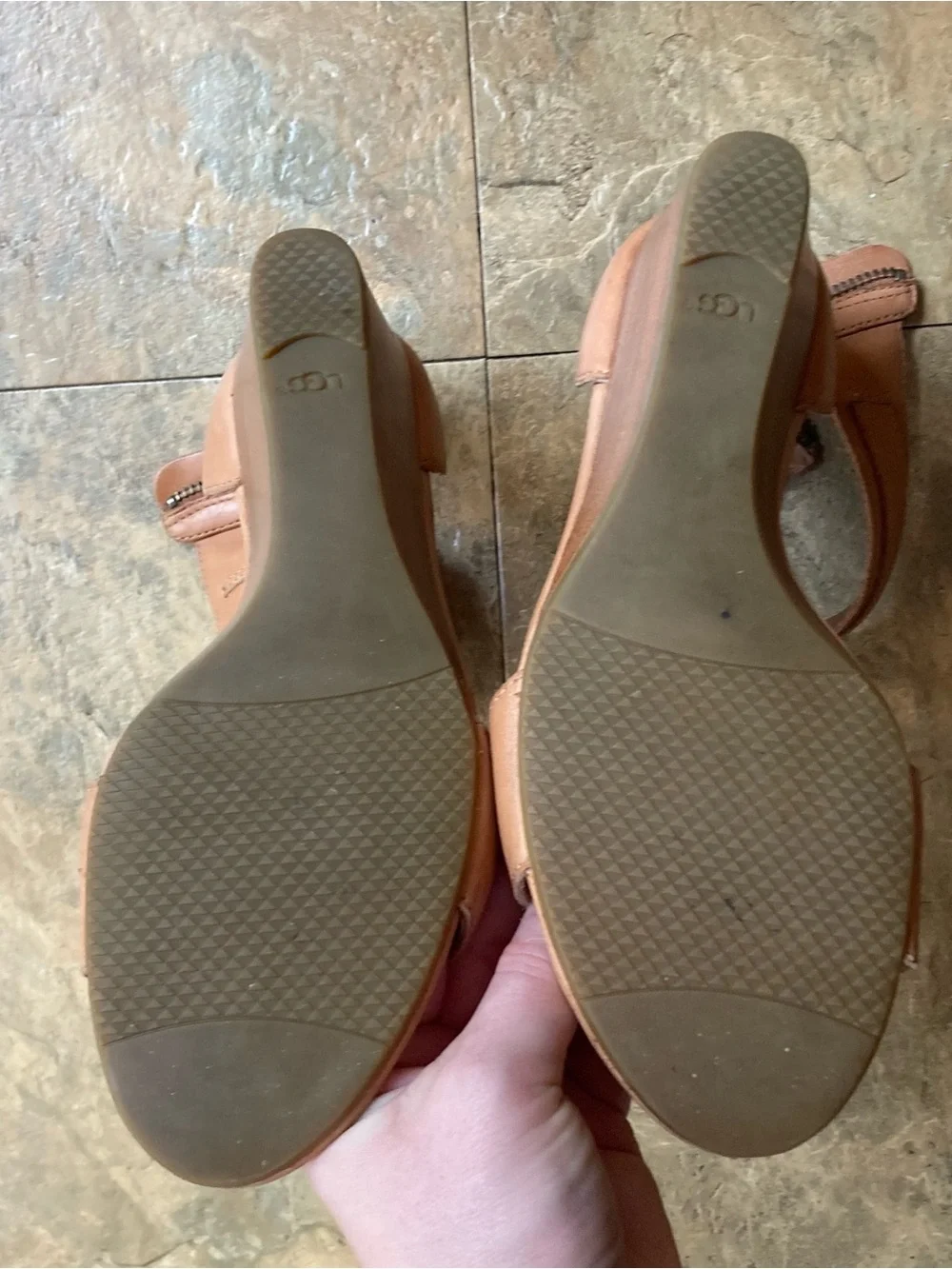 UGG char Womens Ankle-Strap Wedge Sandals -  Brown